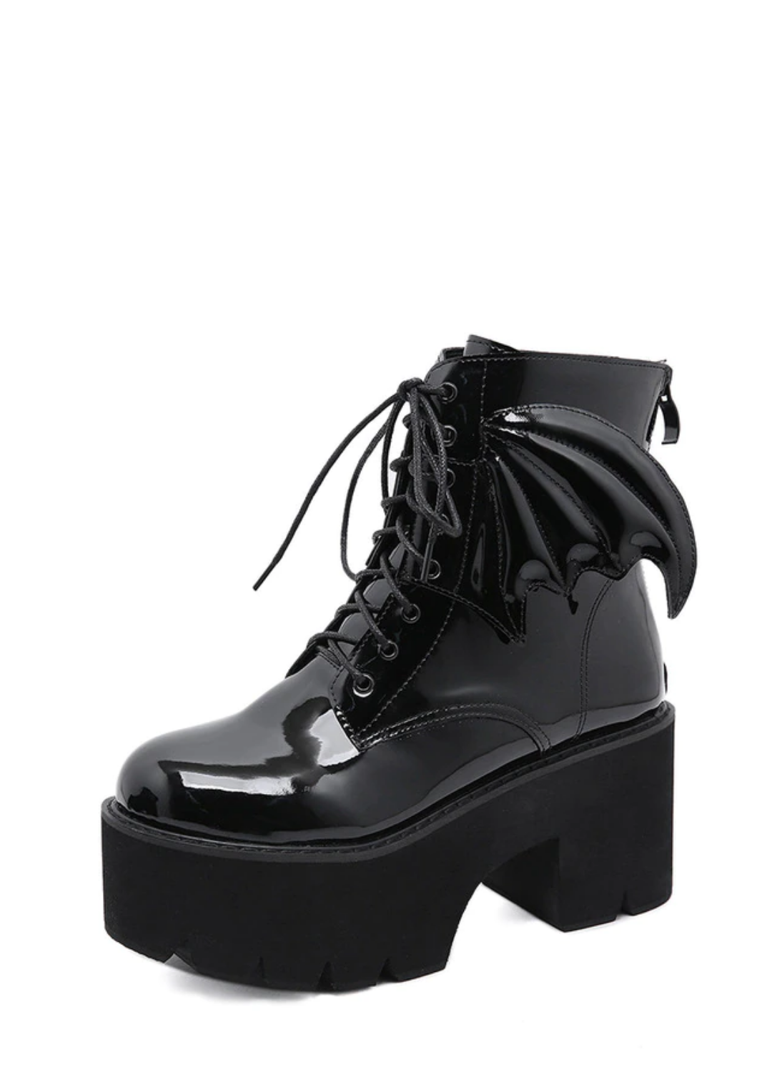 Archy Womens Angel Wing Patent Leather Ankle Booties