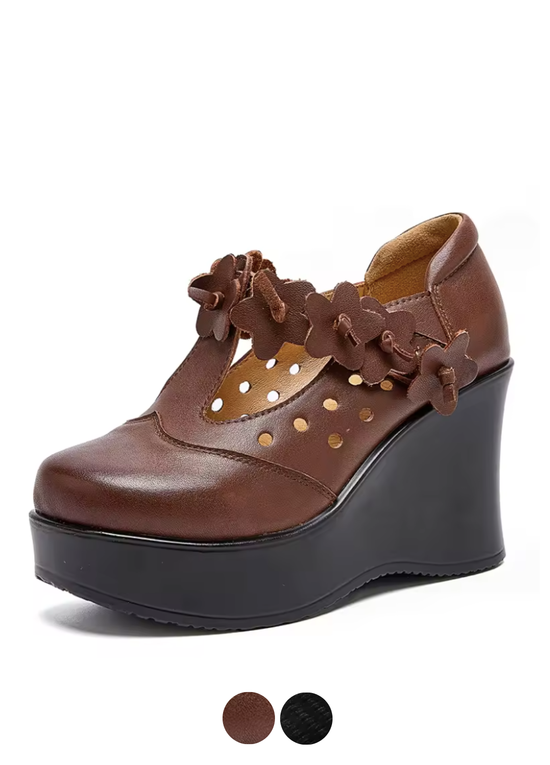 Ailing Women's Leather Flower Wedges