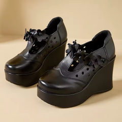 Ailing Women's Leather Flower Wedges