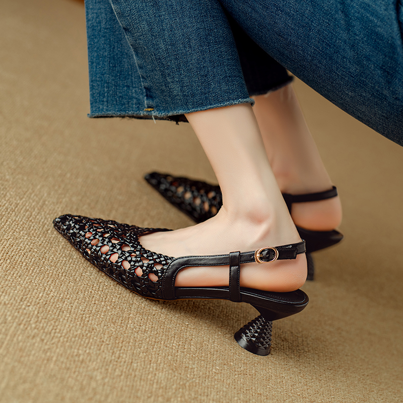 Aimee Women's Hollow Leather Elegant Sandals