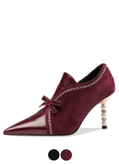 Alice Women's Leather Crystal Heel Stiletto Pumps