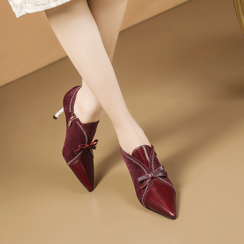 Alice Women's Leather Crystal Heel Stiletto Pumps