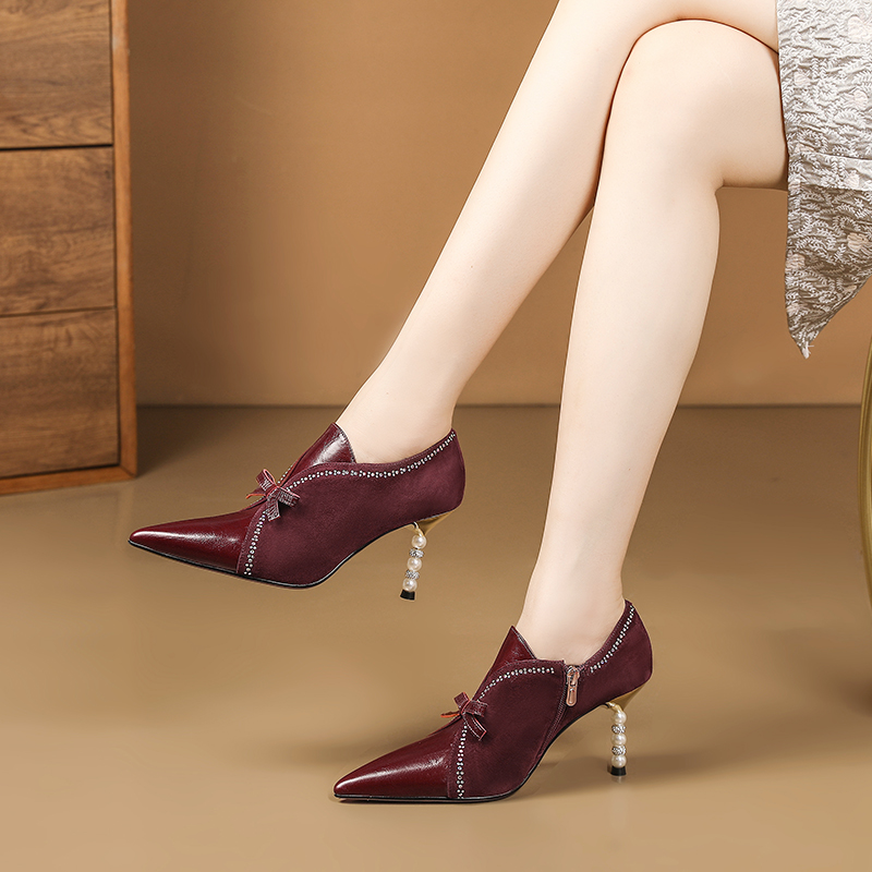 Alice Women's Leather Crystal Heel Stiletto Pumps