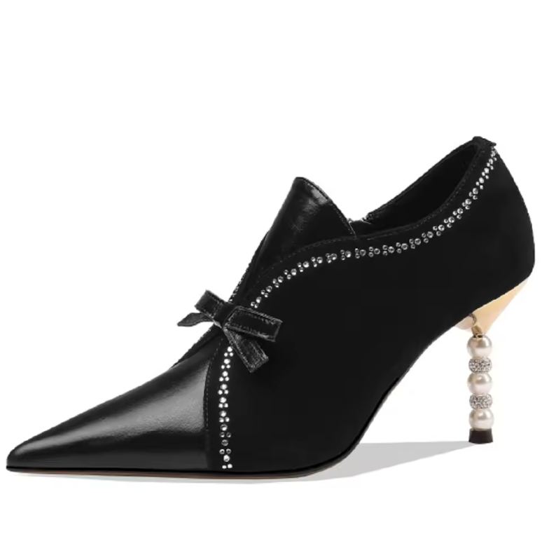 Alice Women's Leather Crystal Heel Stiletto Pumps