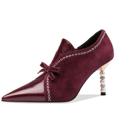 Alice Women's Leather Crystal Heel Stiletto Pumps