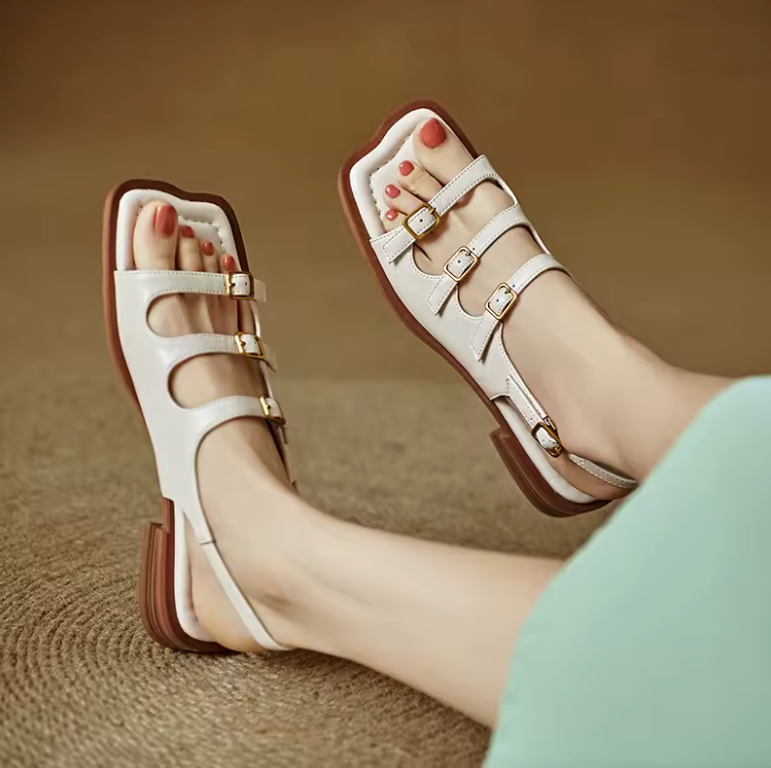 Alicia Women's Leather Flats Sandals