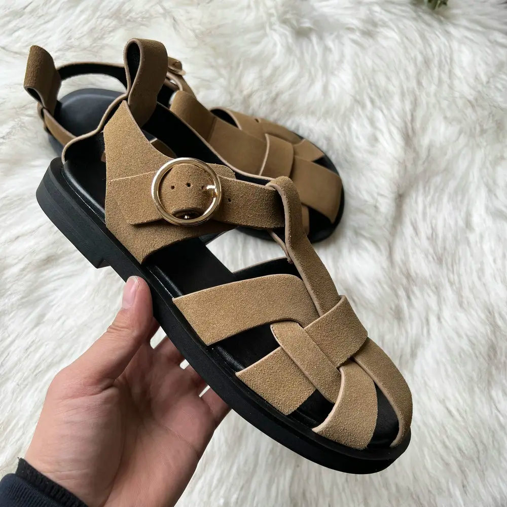 Alicia Women's Leather Flats Sandals