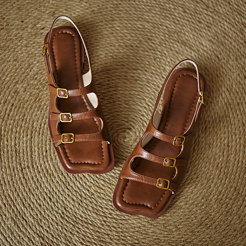 Alicia Women's Leather Flats Sandals