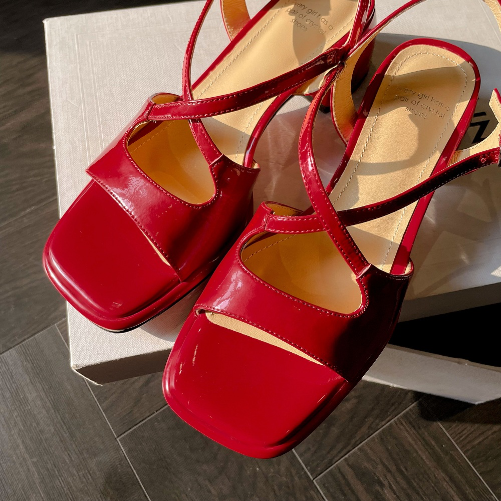 Analia Women's Leather Luxury Square Toe Sandals
