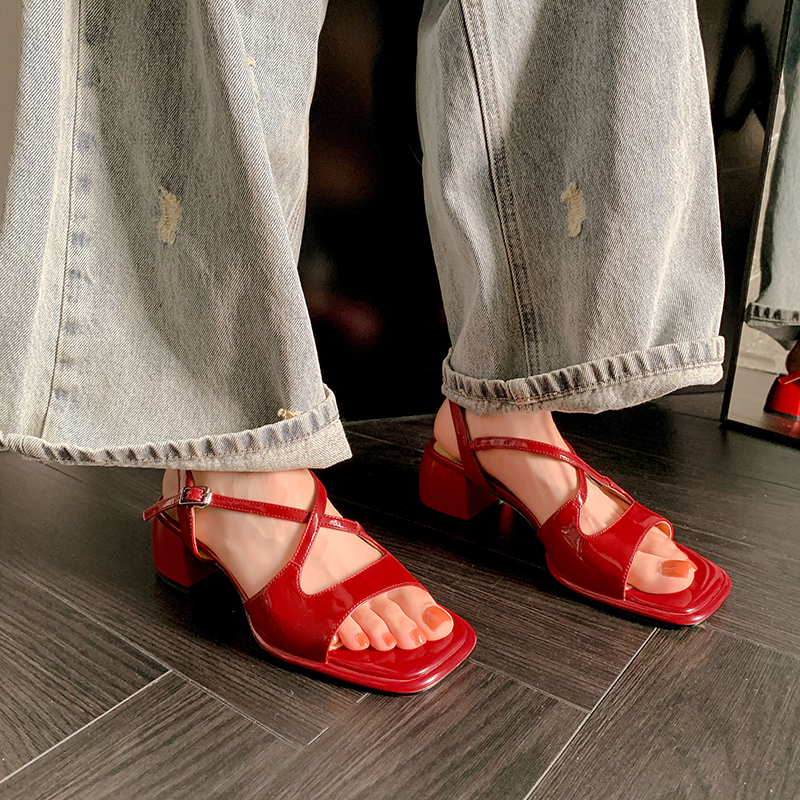 Analia Women's Leather Luxury Square Toe Sandals