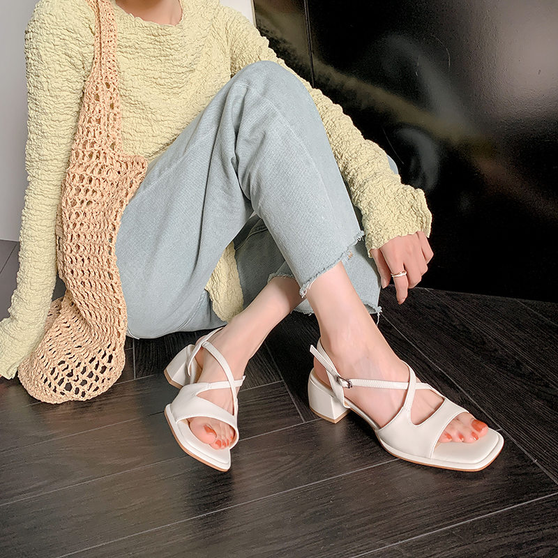 Analia Women's Leather Luxury Square Toe Sandals