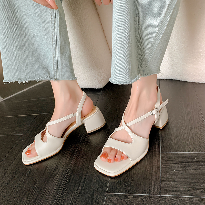 Analia Women's Leather Luxury Square Toe Sandals