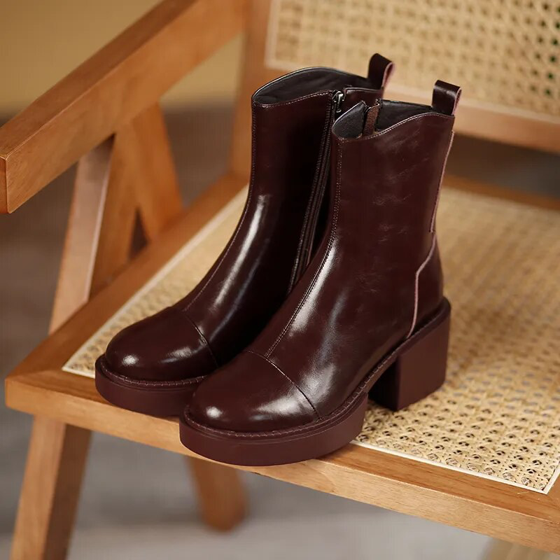 Andy Women's Square Heel Leather Boots