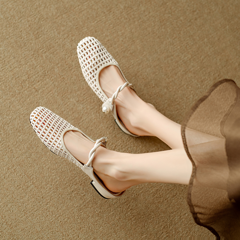 Angela Women's Low Heel Square Toe Hollow Mules
