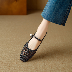 Angela Women's Low Heel Square Toe Hollow Mules
