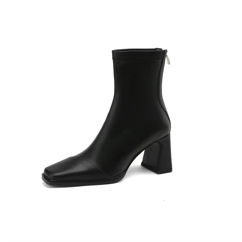 Anthonia Women's Square High Heel Stretch Ankle Boots