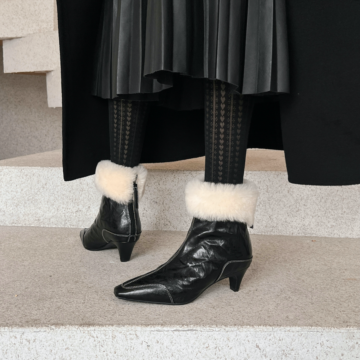 Ariana Women's With Warm Plush Leather Ankle Boots