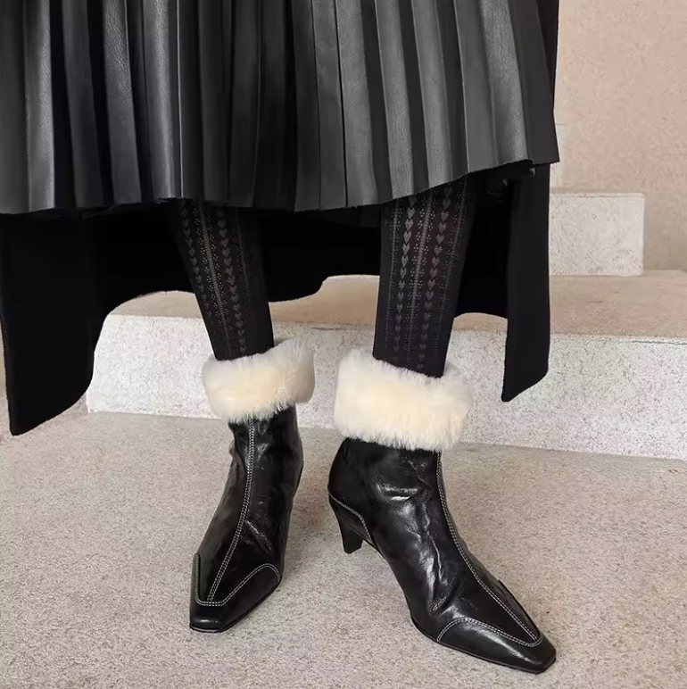 Ariana Women's With Warm Plush Leather Ankle Boots