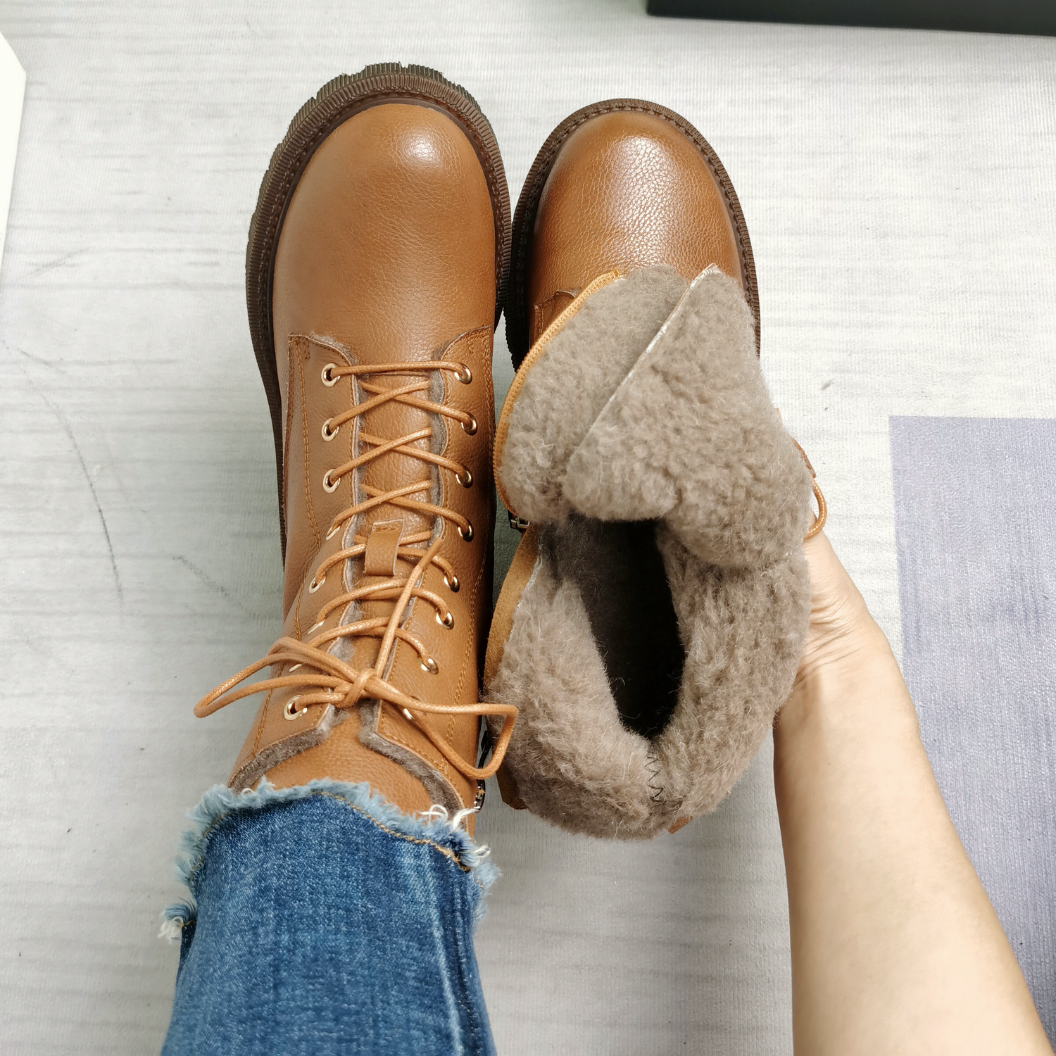 Asly Women's Wool Fur Ankle Boots