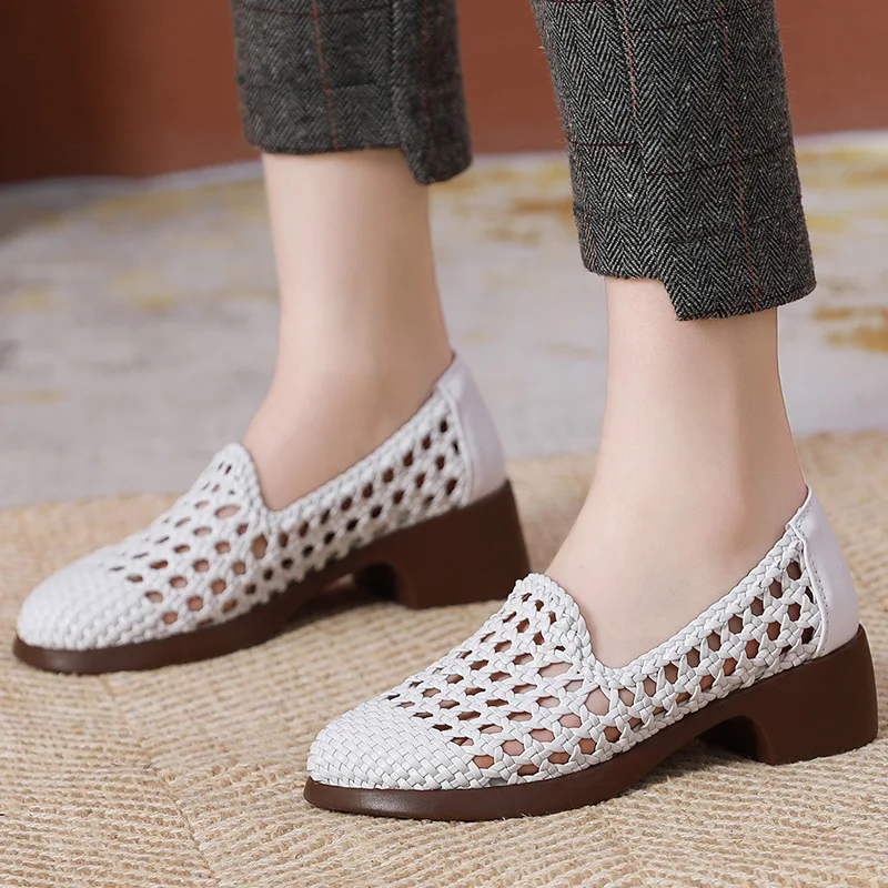 Aura Women's Hollow Woven Breathable Loafers