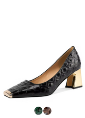 Ava Women's Leather Mid Heel Pumps