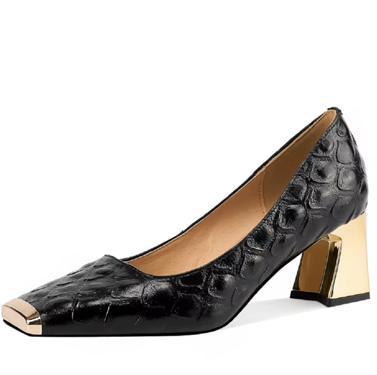 Ava Women's Leather Mid Heel Pumps