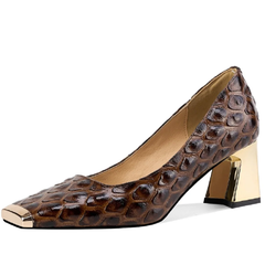 Ava Women's Leather Mid Heel Pumps