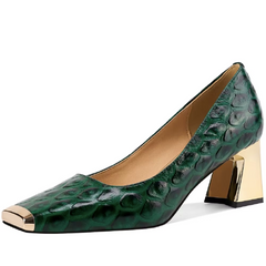 Ava Women's Leather Mid Heel Pumps
