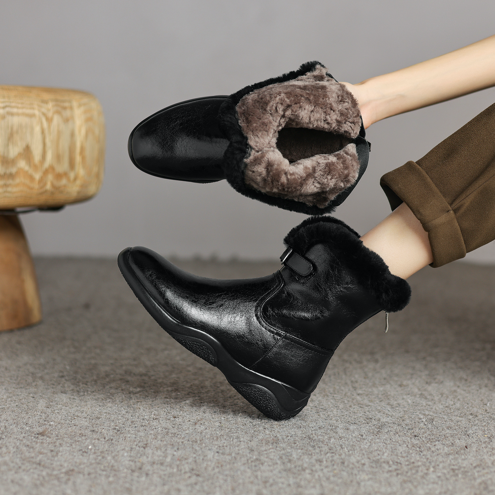 Belen Women's Ankle Wool Leather Boots