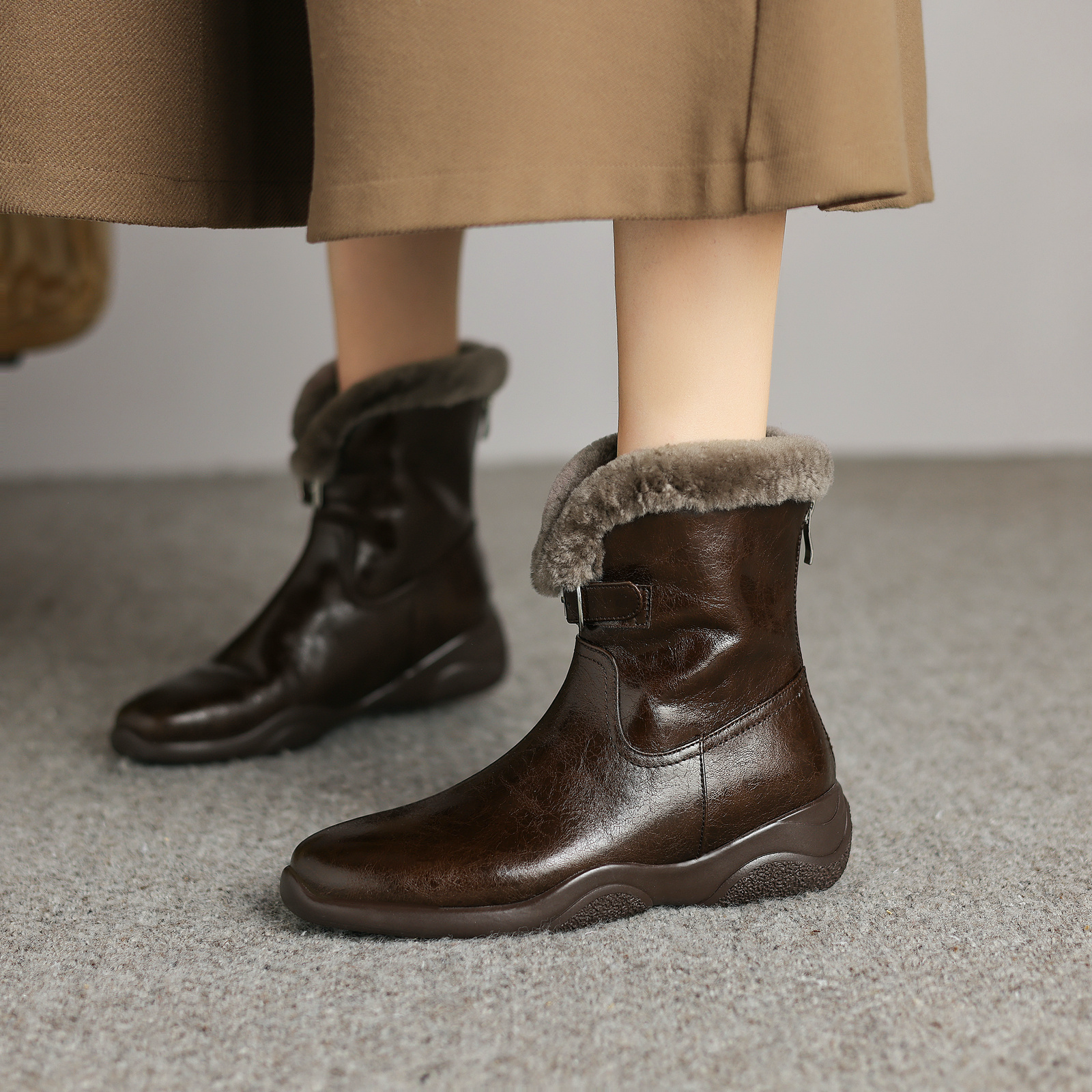 Belen Women's Ankle Wool Leather Boots