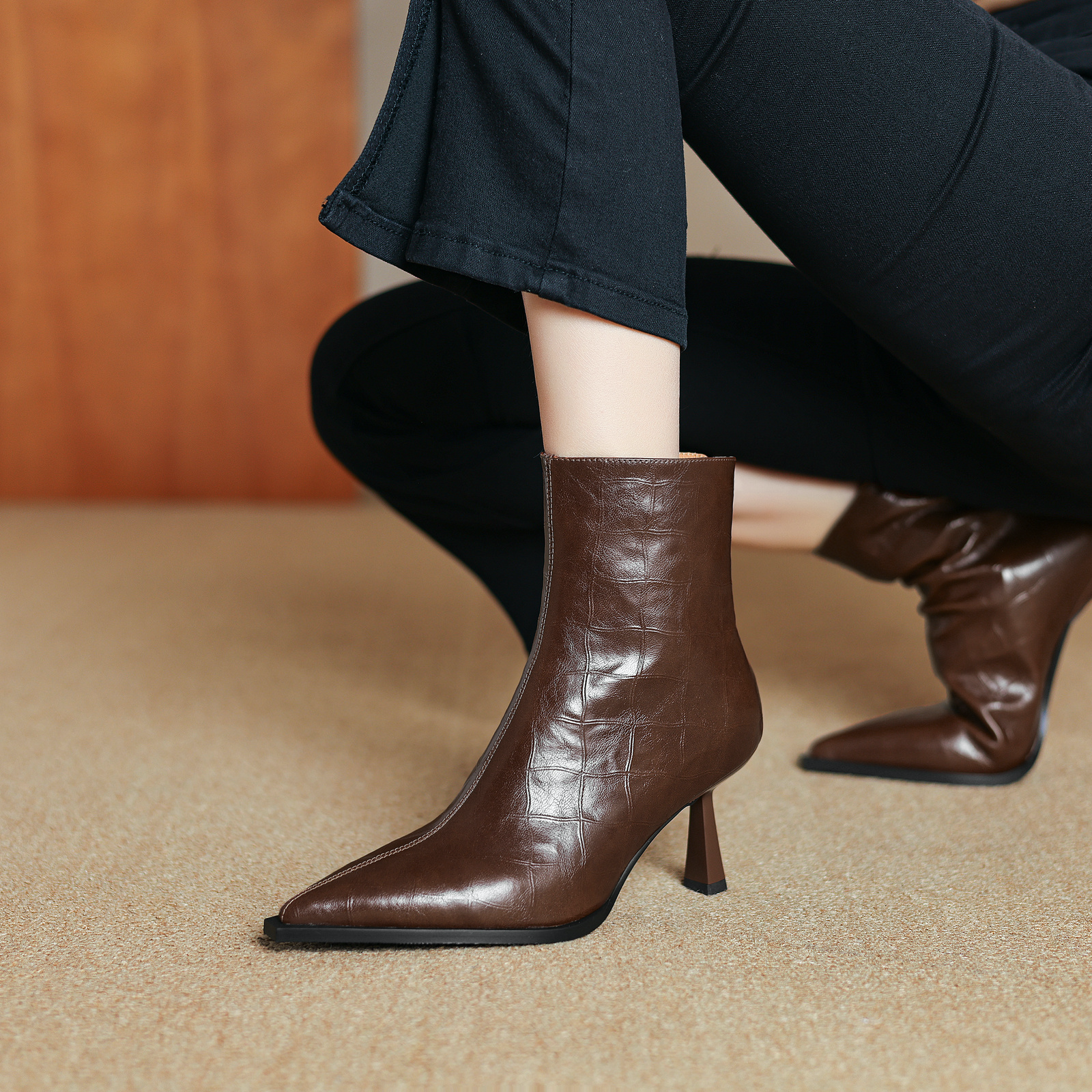 Belen Women's High Heels Leather Ankle Boots