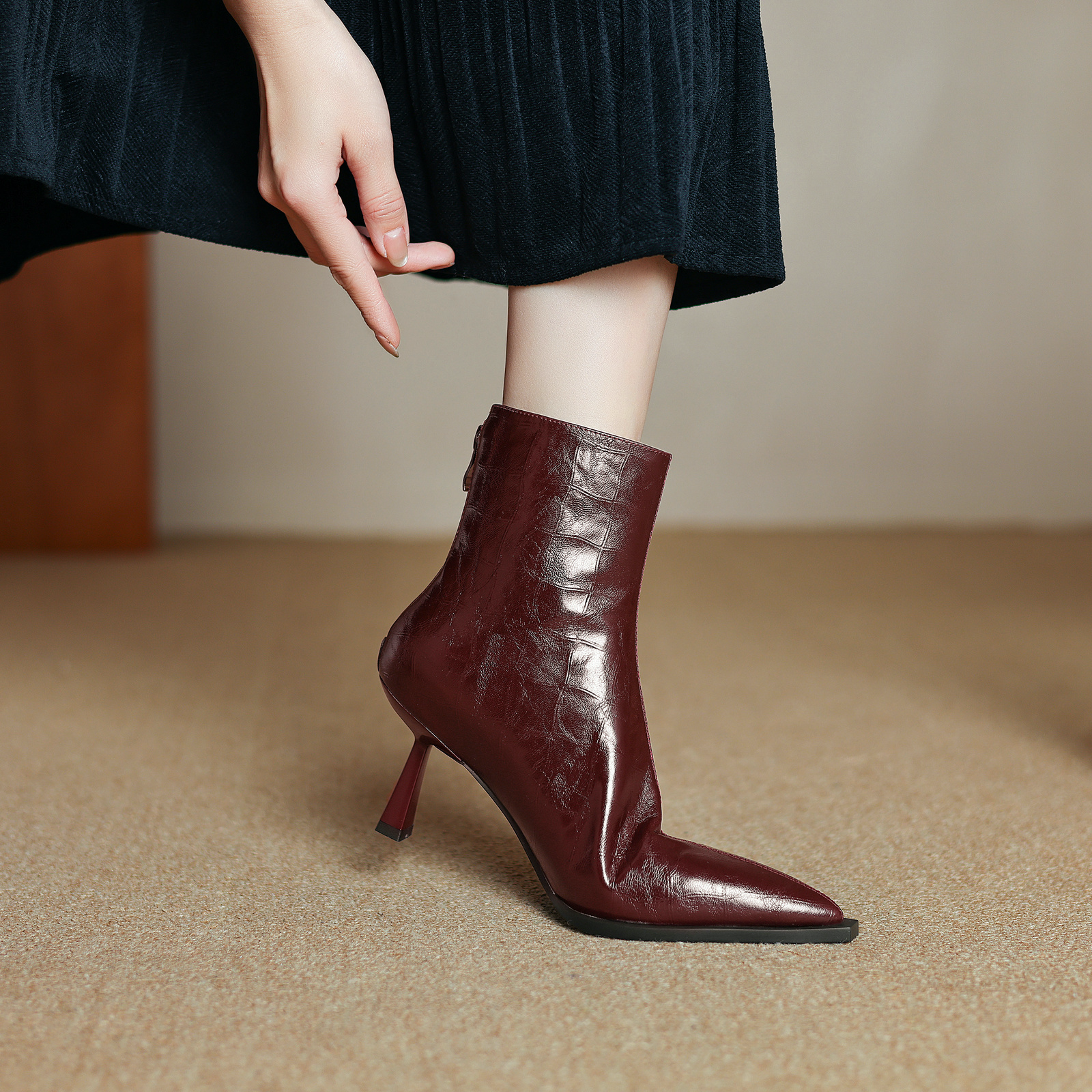 Belen Women's High Heels Leather Ankle Boots