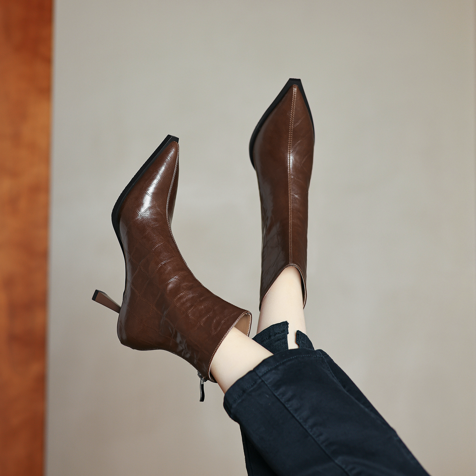 Belen Women's High Heels Leather Ankle Boots