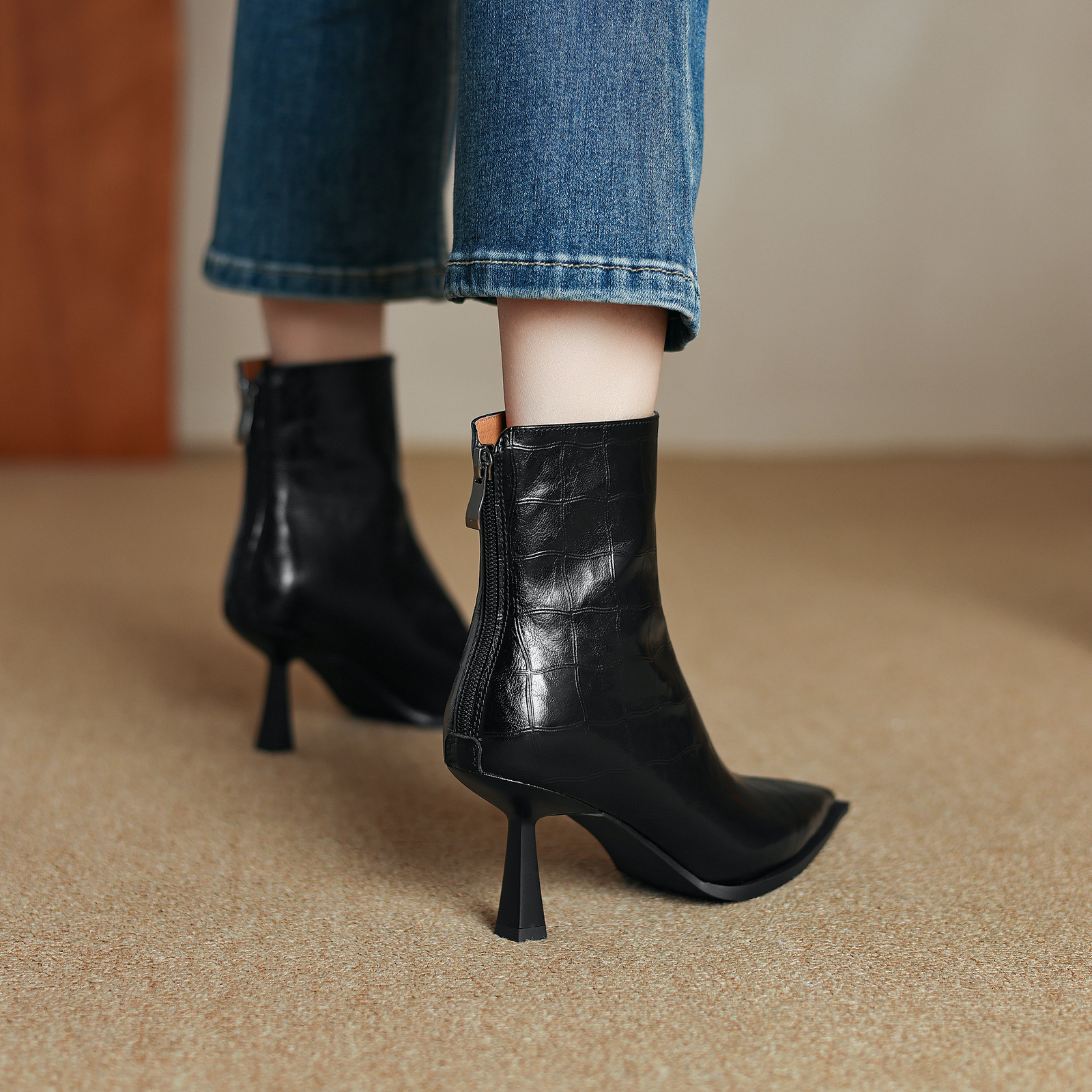 Belen Women's High Heels Leather Ankle Boots