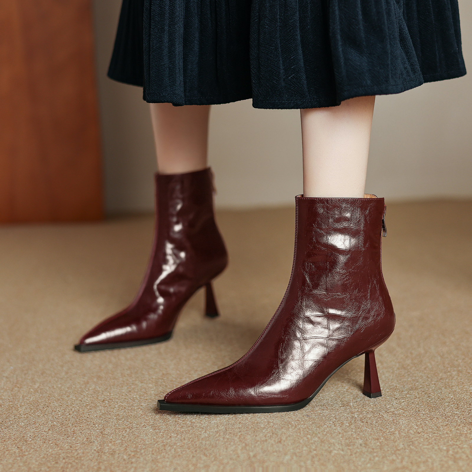 Belen Women's High Heels Leather Ankle Boots