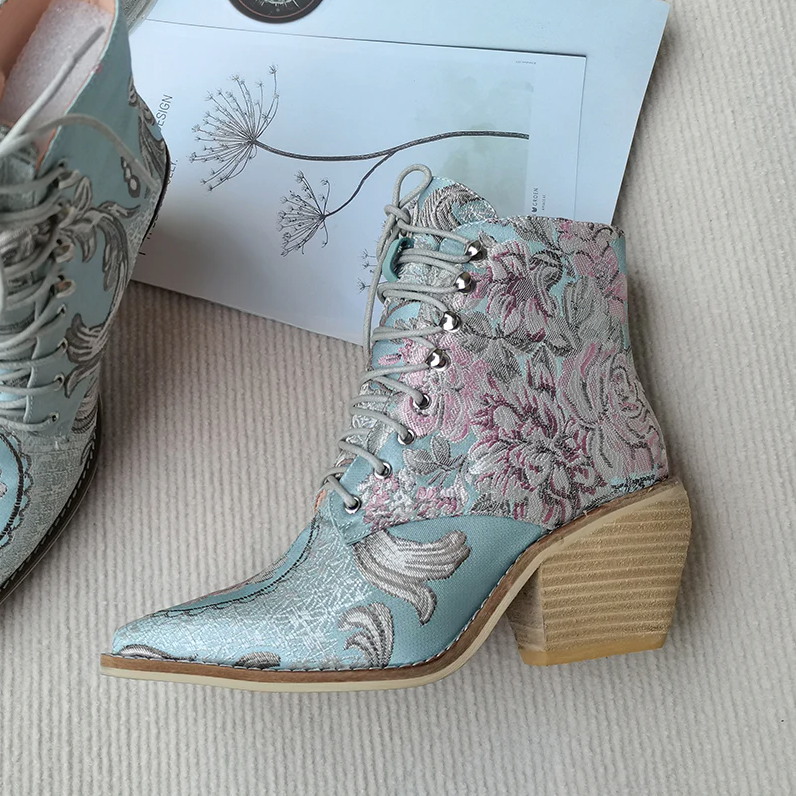 Briana Women's Embroidered Flowers Boots
