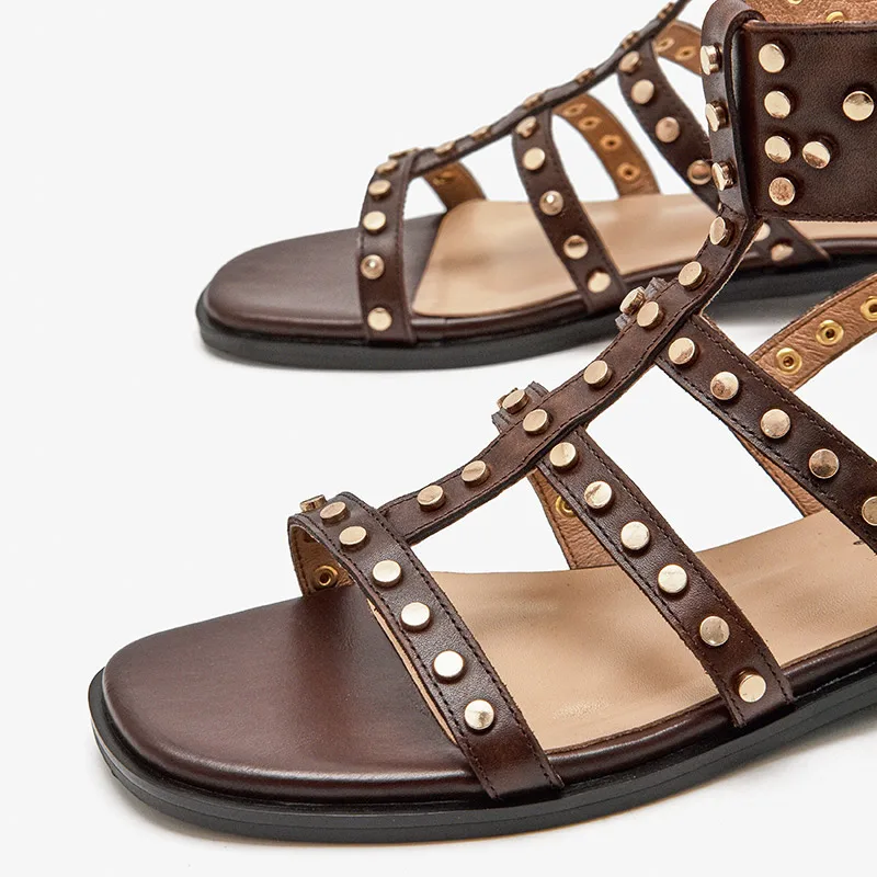 Bryony Women's Leather Gladiator Flat Sandal