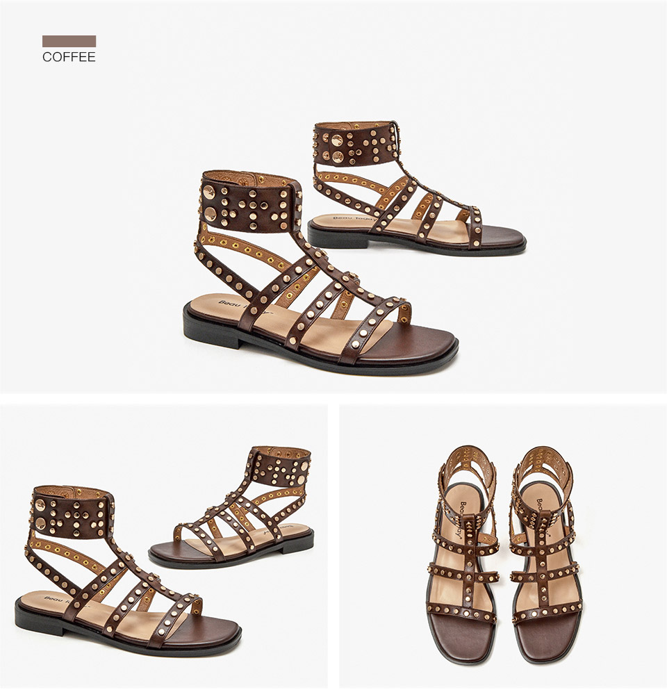 Bryony Women's Leather Gladiator Flat Sandal