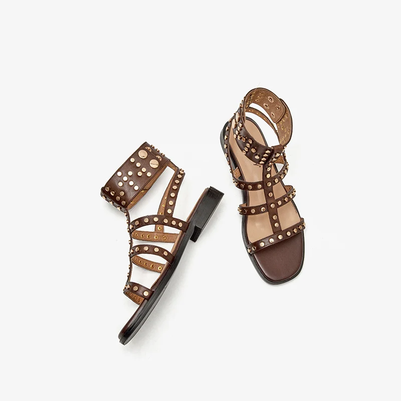 Bryony Women's Leather Gladiator Flat Sandal