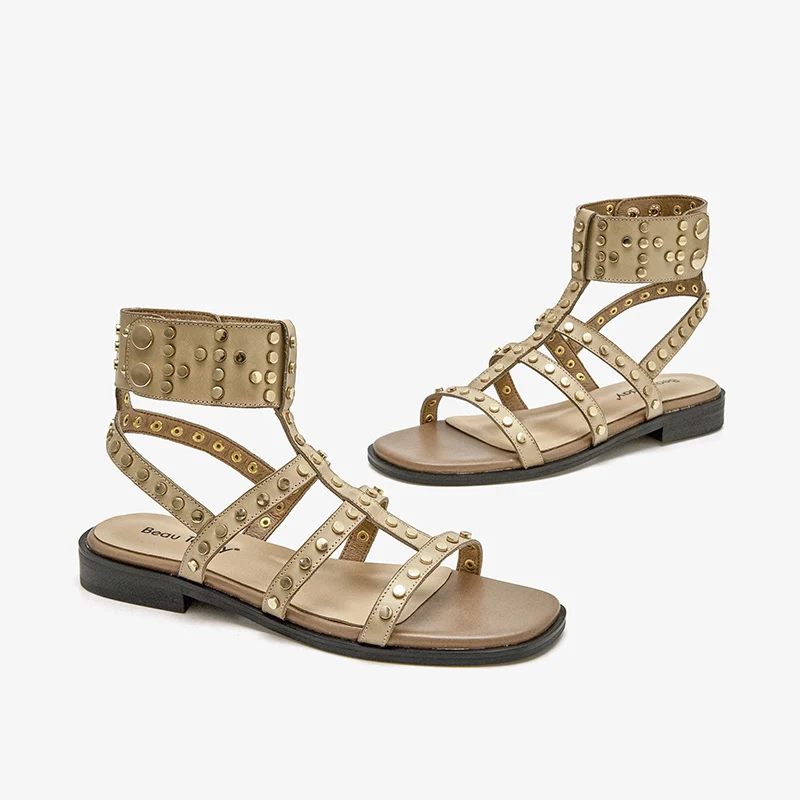 Bryony Women's Leather Gladiator Flat Sandal