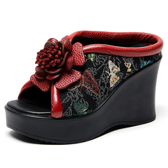 Clarita Women's Embroidered Flowers Wedges