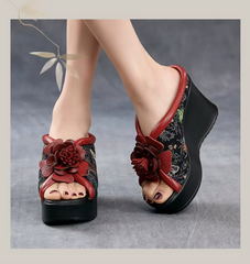 Clarita Women's Embroidered Flowers Wedges