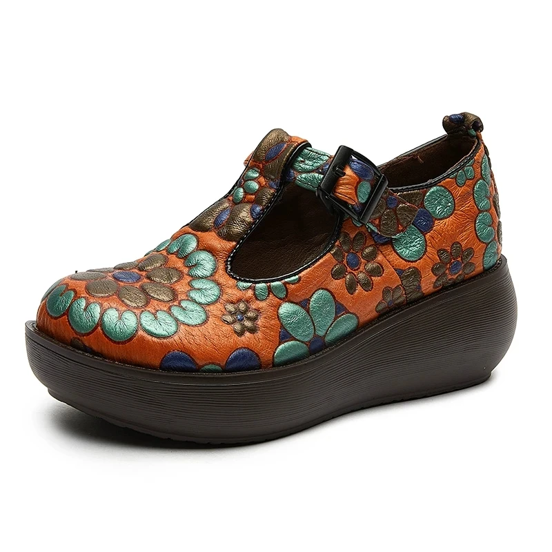Claudia Women's Leather Round Toe Platform Shoes