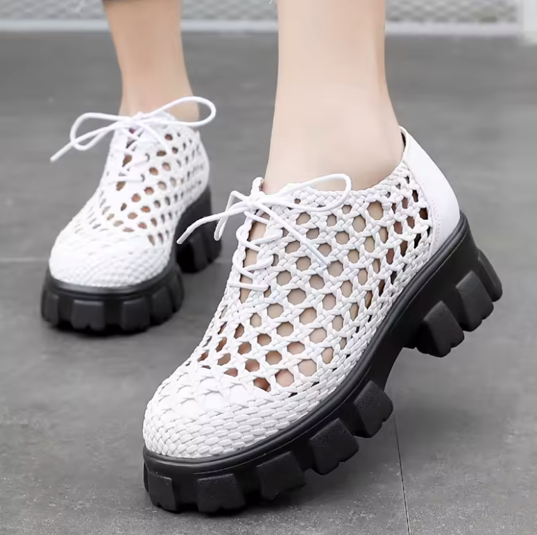 Claudia Women's Woven Hole Breathable Platform Shoes