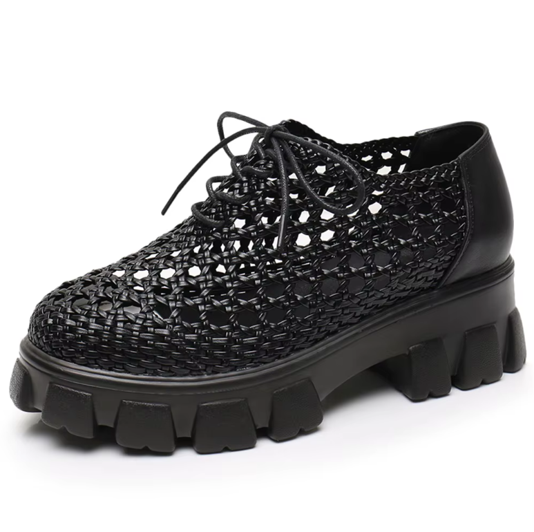 Claudia Women's Woven Hole Breathable Platform Shoes