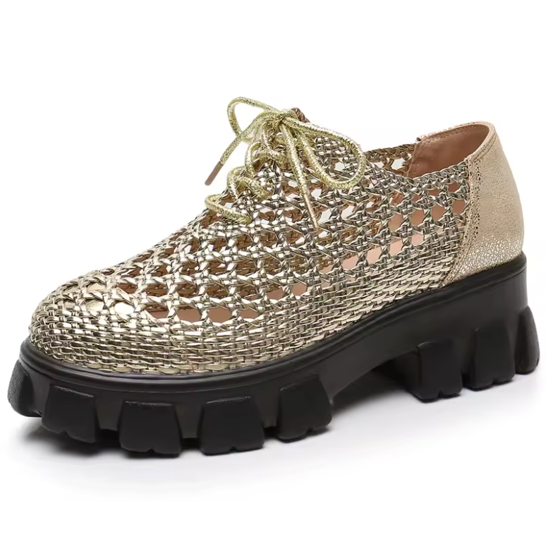 Claudia Women's Woven Hole Breathable Platform Shoes