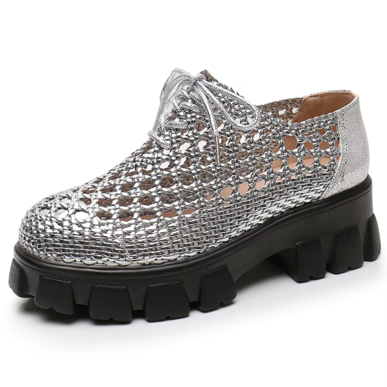 Claudia Women's Woven Hole Breathable Platform Shoes