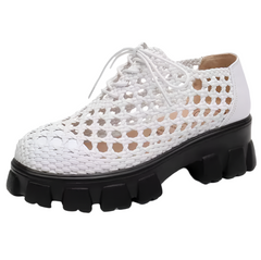 Claudia Women's Woven Hole Breathable Platform Shoes