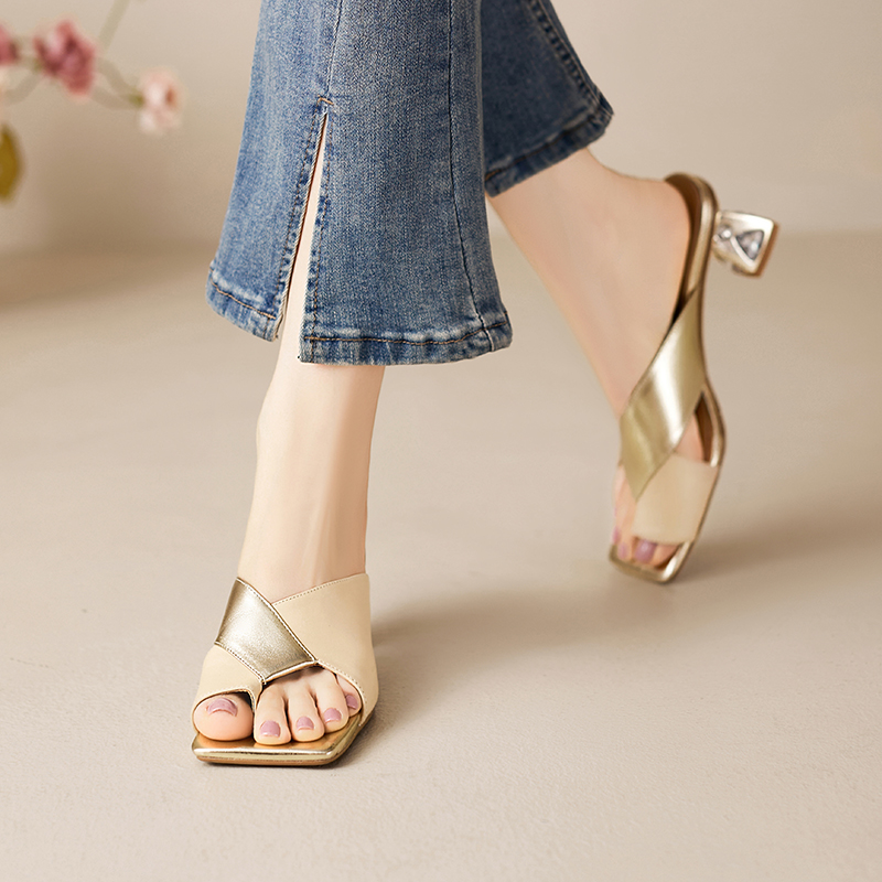 Cristina Women's Square Toe Leather Dress Sandals