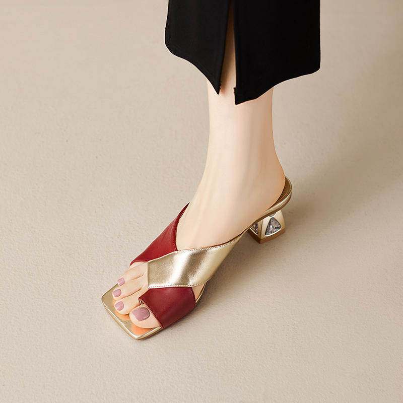 Cristina Women's Square Toe Leather Dress Sandals